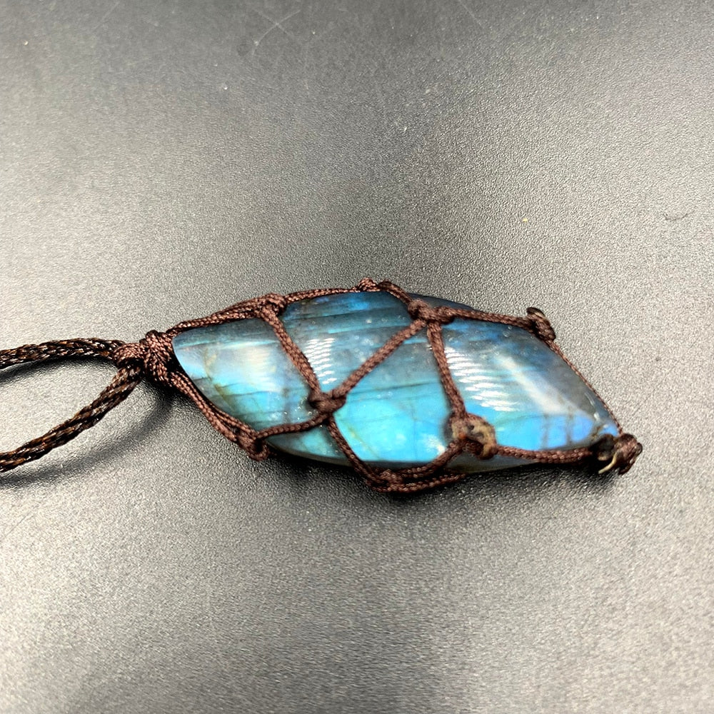 Natural Crystal Labradorite Stone Gemstone Pendant Necklace – Astral Myth