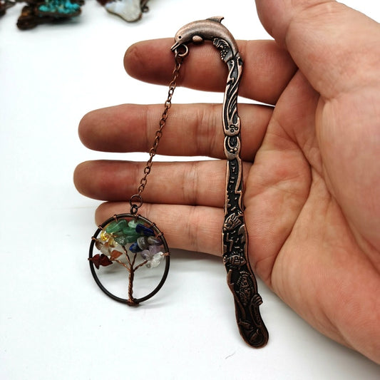 Handcrafted Tree of Life Bookmark with Gemstones