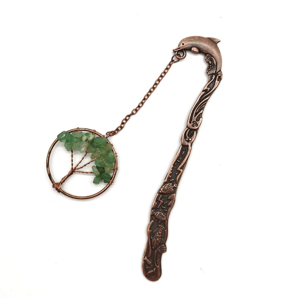 Handcrafted Tree of Life Bookmark with Gemstones