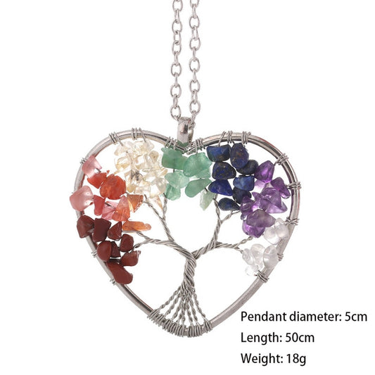Handcrafted Heart Tree of Life Pendant with Gemstones