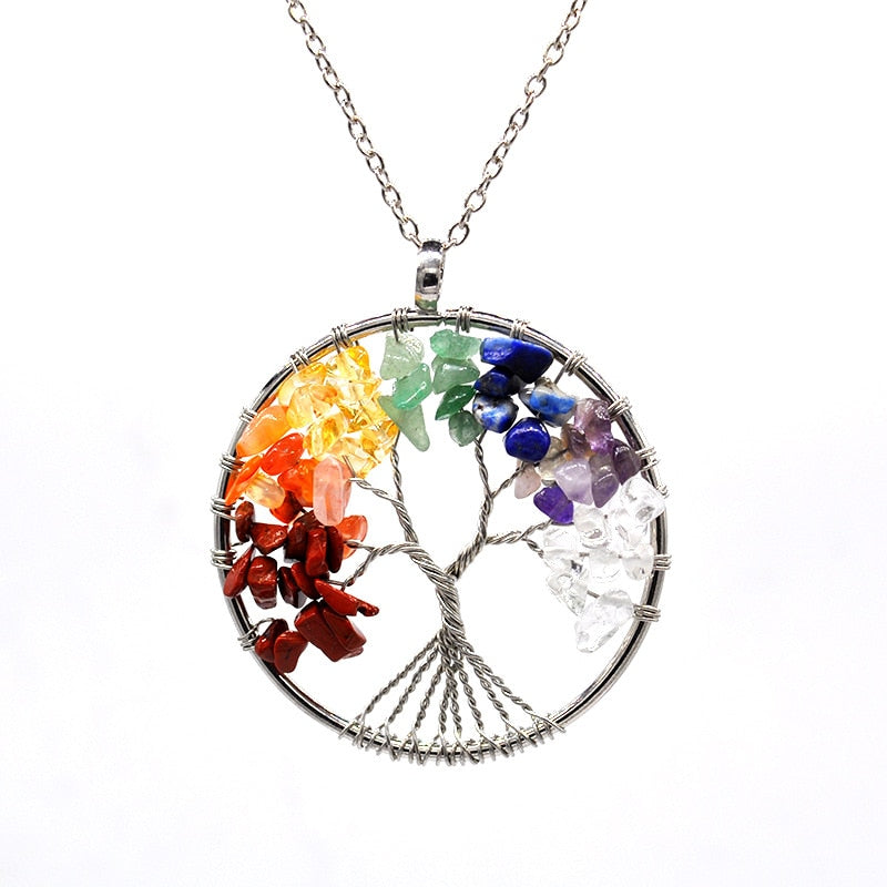 Handcrafted Tree of Life Wire Wrapped Pendant with Gemstones
