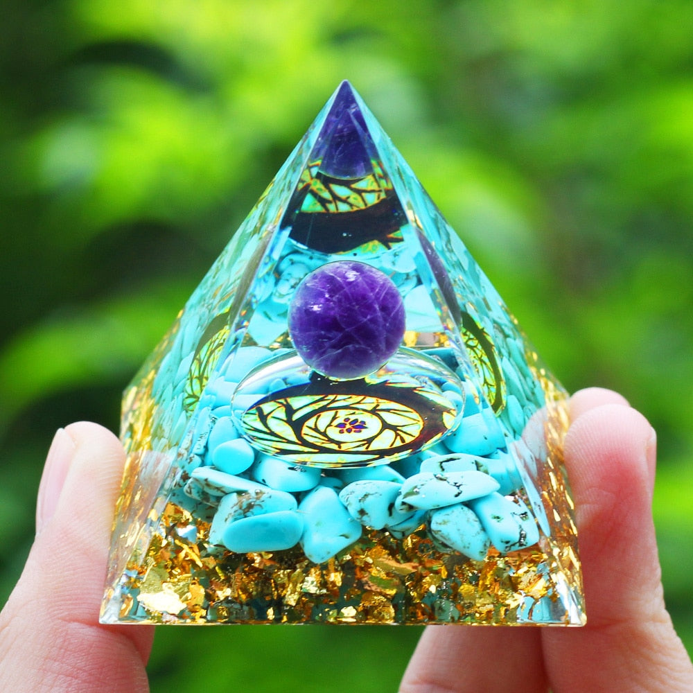 Spiritual Universe Pyramid Crystal & LED Light Up Pyramid Base(Sold Separately)