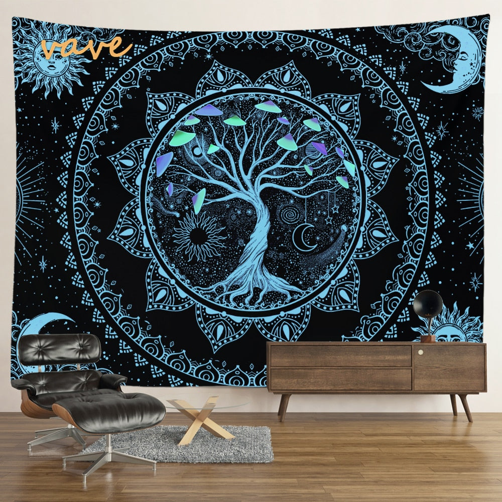 M - XXL Cosmic Spiritual Trippy Psychedelic Tree of Life Tapestry