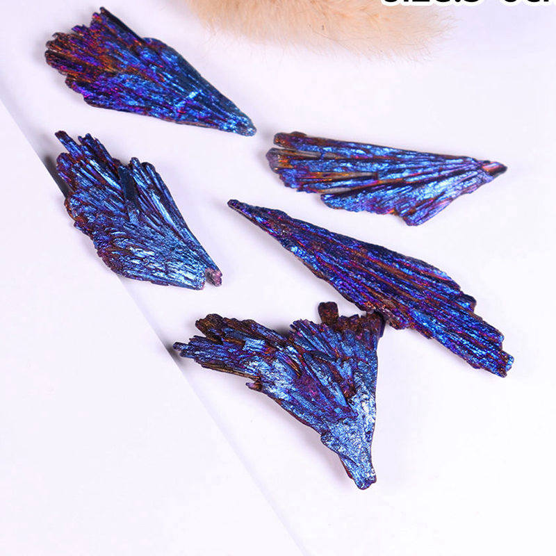 Natural Rainbow Kyanite Titanium Peacock Feather Flame Quartz Crystal Mineral Healing Stone Decor 10-20g