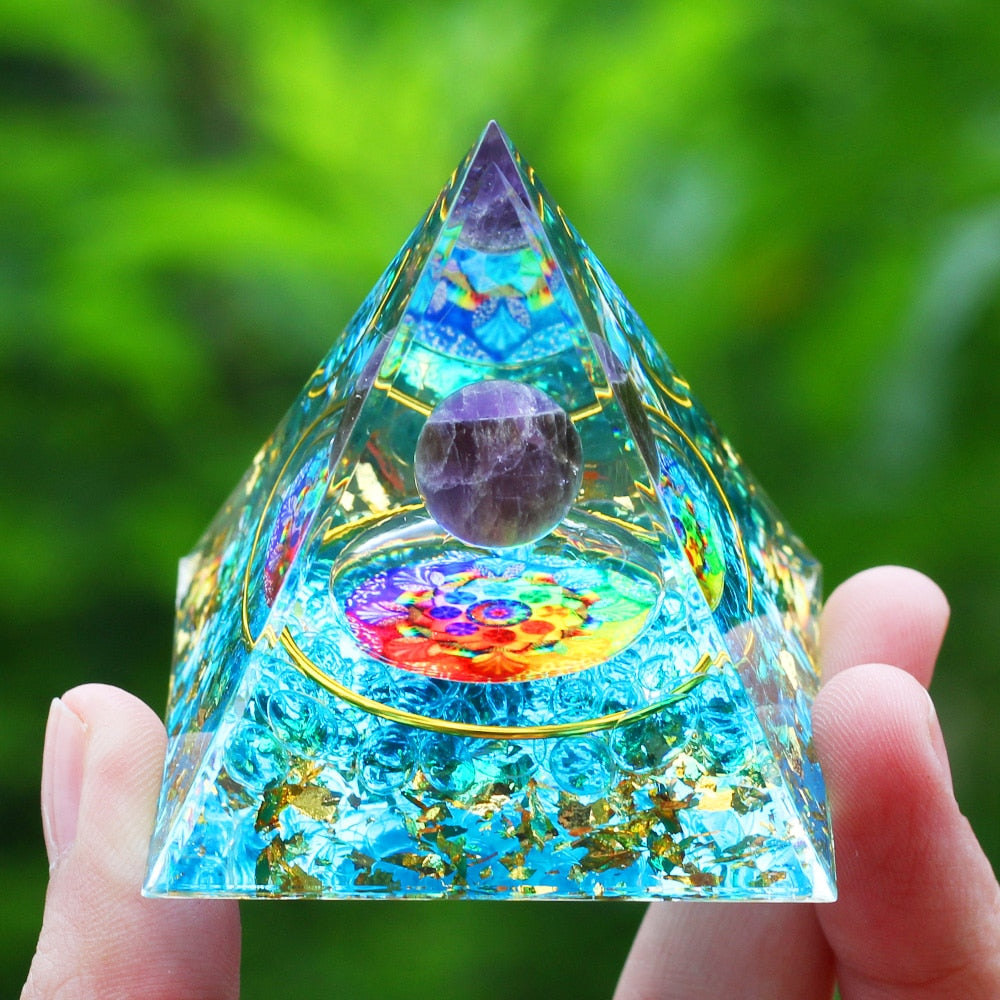 Spiritual Universe Pyramid Crystal & LED Light Up Pyramid Base(Sold Separately)