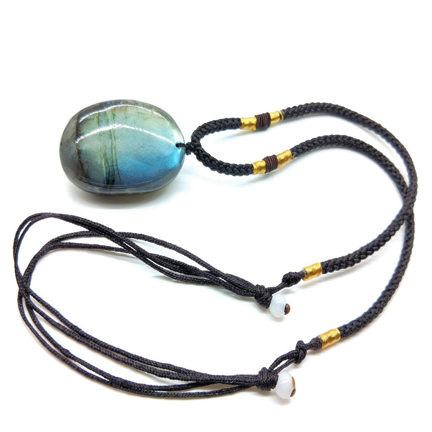 Natural Labradorite Pendant Necklace Energy Stone Spiritual Healing Buddha Lucky Necklace Moonstone