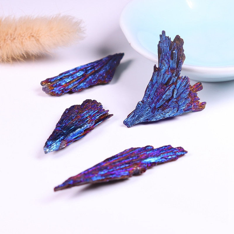 Natural Rainbow Kyanite Titanium Peacock Feather Flame Quartz Crystal Mineral Healing Stone Decor 10-20g