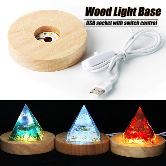 Pyramid Holder / Wooden Base with LEDs
